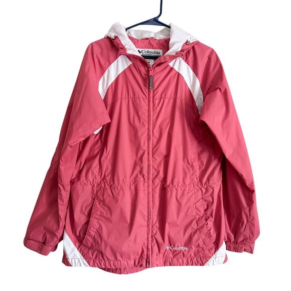 Columbia Storm Dry Waterproof Rain Jacket Hooded Packable Pink Breathable - Picture 1 of 10